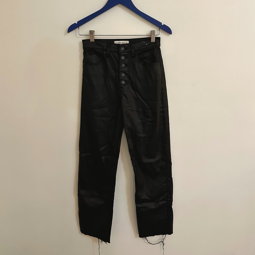 Abercrombie high waisted stretch black like leather pants size 4 or 27